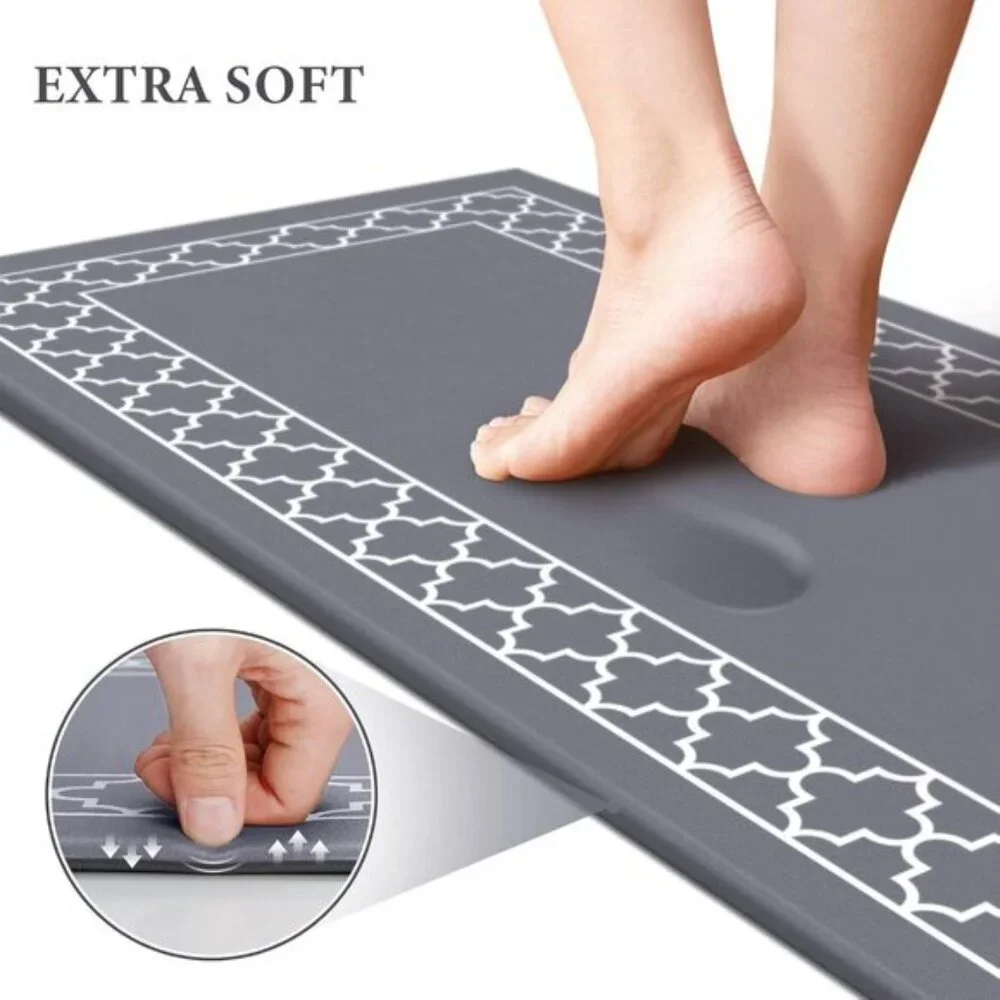New Grey Anti-Fatigue Kitchen Mats, 2Pcs Waterproof Memory Foam Rugs for Floor